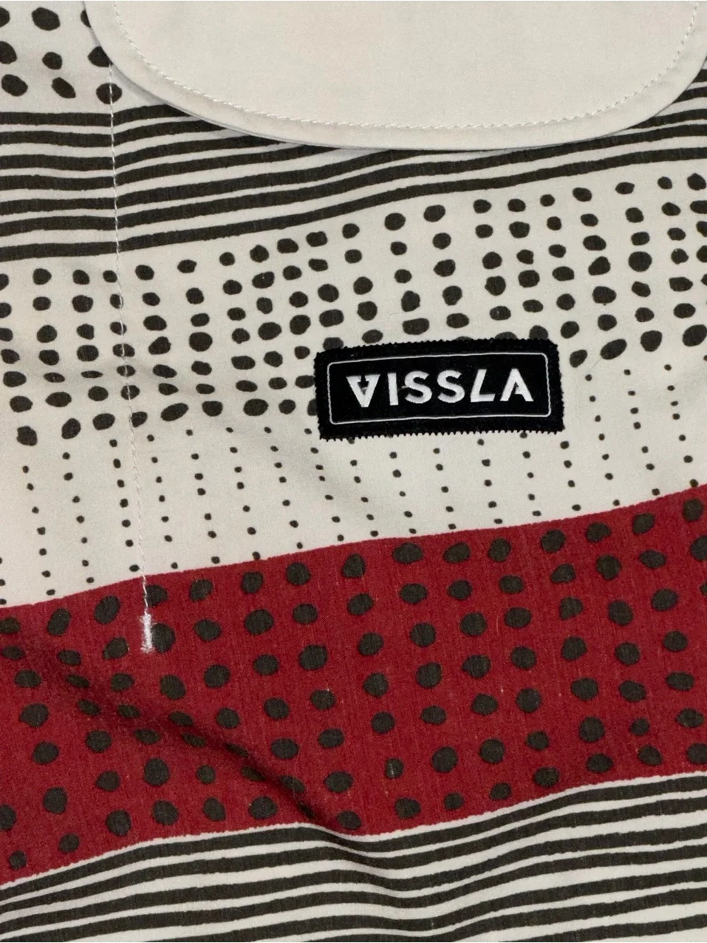 VISSLA Men's size 34 White‎ Swim Shorts with Red & Yellow Stripe Accents beach